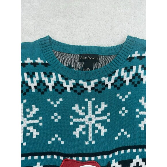 Alex Stevens Mens Medium Fair Isle Kitty Cat Ugly Christmas Sweater Holiday Xmas - Picture 3 of 7